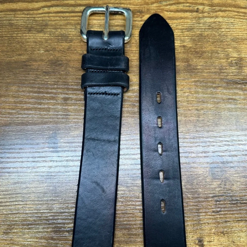 Brighton Honest Men Black Horween Leather Belt Solid Brass Buckle Size 38 52138